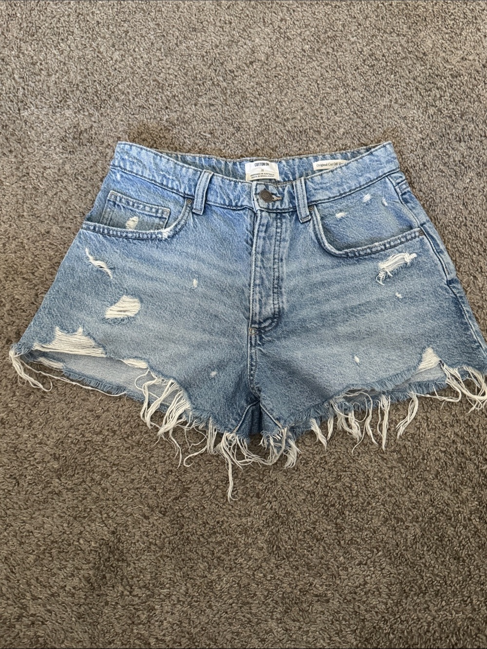 Cotton On Light Blue Distressed Denim Shorts